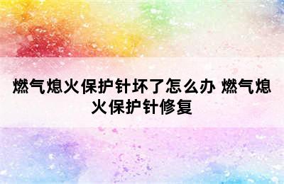 燃气熄火保护针坏了怎么办 燃气熄火保护针修复